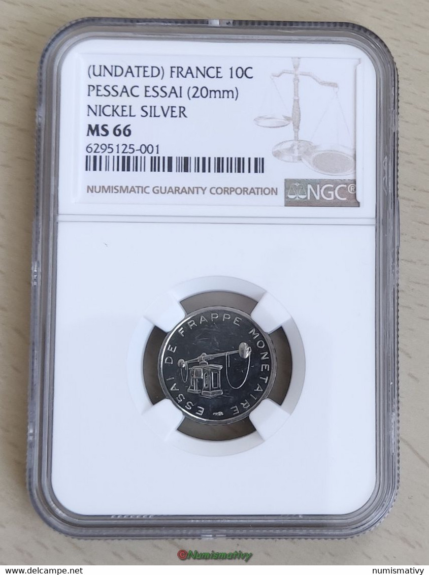 Essai 10 Cent EURO Essai De Frappe Monétaire €, NON Magnétique, Frappe Monnaie, Blanche Gradé NGC Pessac - Errors And Oddities