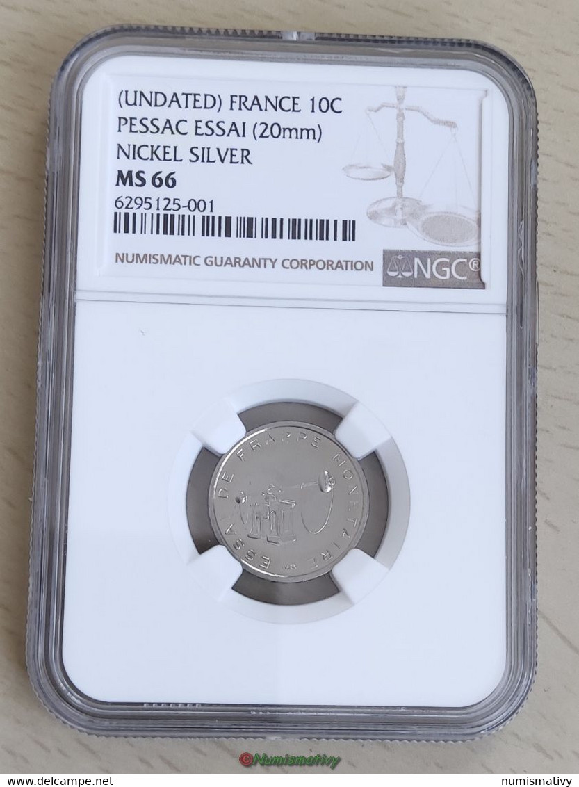 Essai 10 Cent EURO Essai De Frappe Monétaire €, NON Magnétique, Frappe Monnaie, Blanche Gradé NGC Pessac - Variëteiten En Curiosa