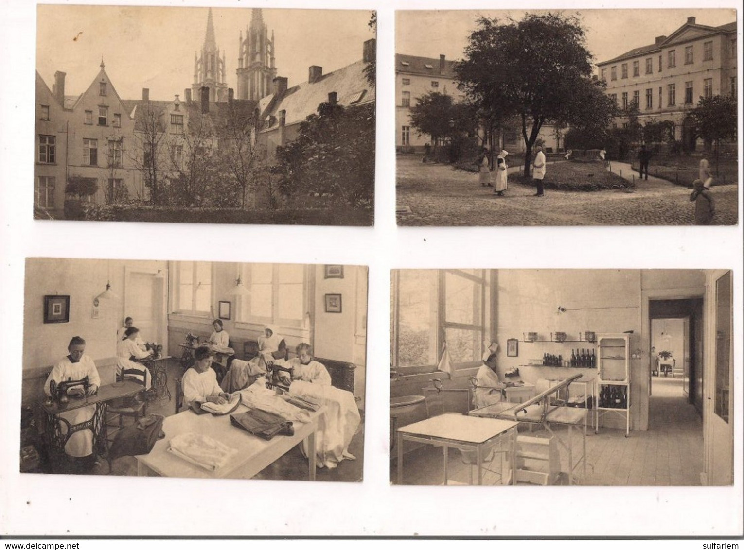 Carte Postale BRUXELLES .Hopital Ste Elisabeth. Salle D'examen. Lingerie Atelier. Presbytère. Cour Intérieure. - Gesundheit, Krankenhäuser