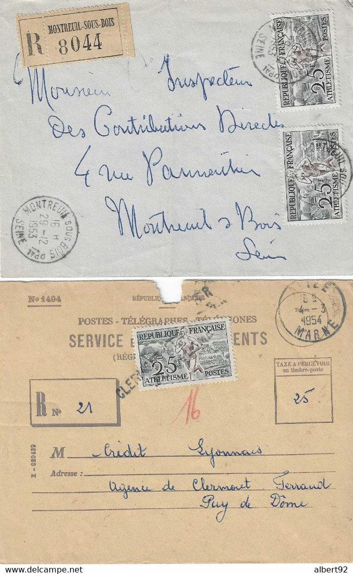 1953 Jeux Olympiques D'Helsinski: Athlétisme (A. Mimoun: Médaillé D'argent Sur 5000m ) 2 Utilisations Postales Du Timbre - Zomer 1952: Helsinki