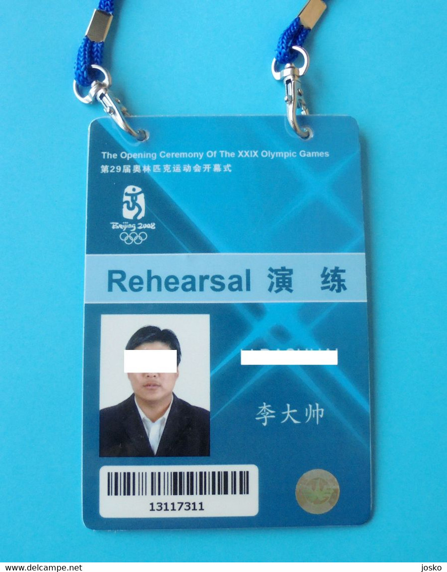 SUMMER OLYMPIC GAMES BEIJING 2008 - ORIGINAL OLYMPIC PARTICIPANT ID CARD (Pass) * China Jeux Olympiques Pekin Chine RRR - Apparel, Souvenirs & Other