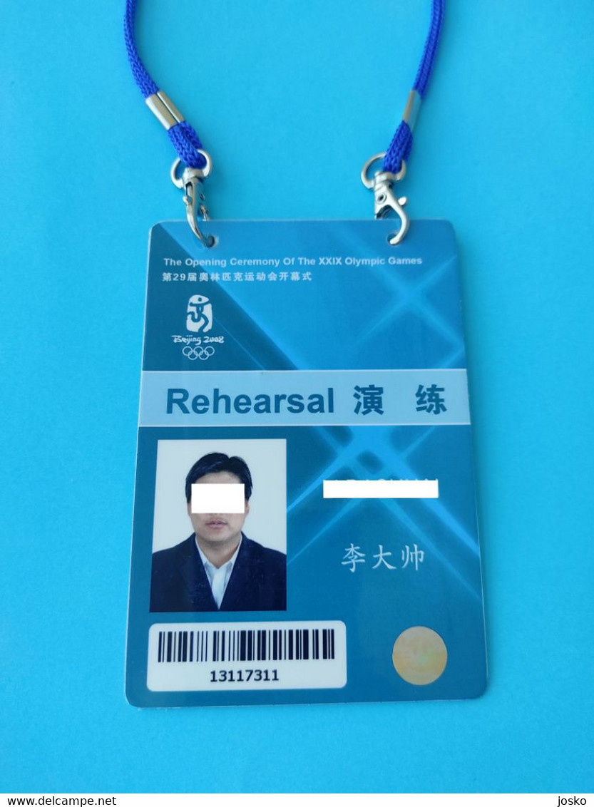 SUMMER OLYMPIC GAMES BEIJING 2008 - ORIGINAL OLYMPIC PARTICIPANT ID CARD (Pass) * China Jeux Olympiques Pekin Chine RRR - Bekleidung, Souvenirs Und Sonstige