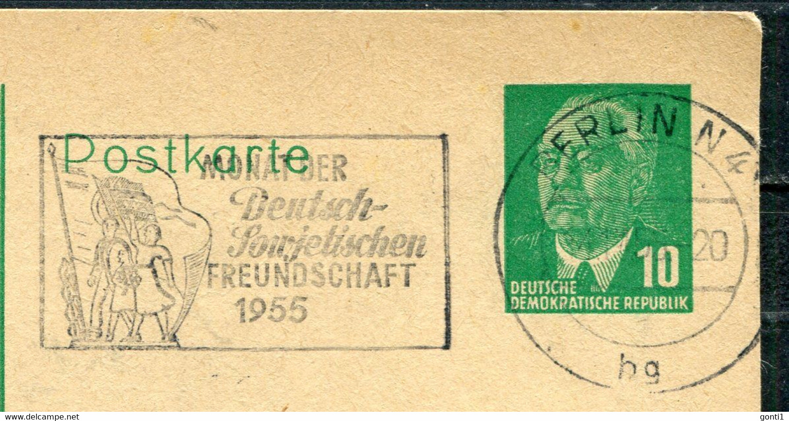 DDR 1955 GS Wilhelm Pieck Mi.Nr.P57 M. Propaganda MWST" Berlin N4-Monat Der Deutsch-Sowjetischen Freundschaft"1 GS Used - Otros & Sin Clasificación