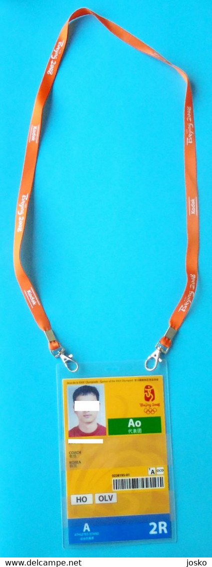 SUMMER OLYMPIC GAMES BEIJING 2008 - ORIGINAL OLYMPIC PARTICIPANT ID CARD (Pass) - SOUTH KOREA COACH * China Chine Pekin - Apparel, Souvenirs & Other
