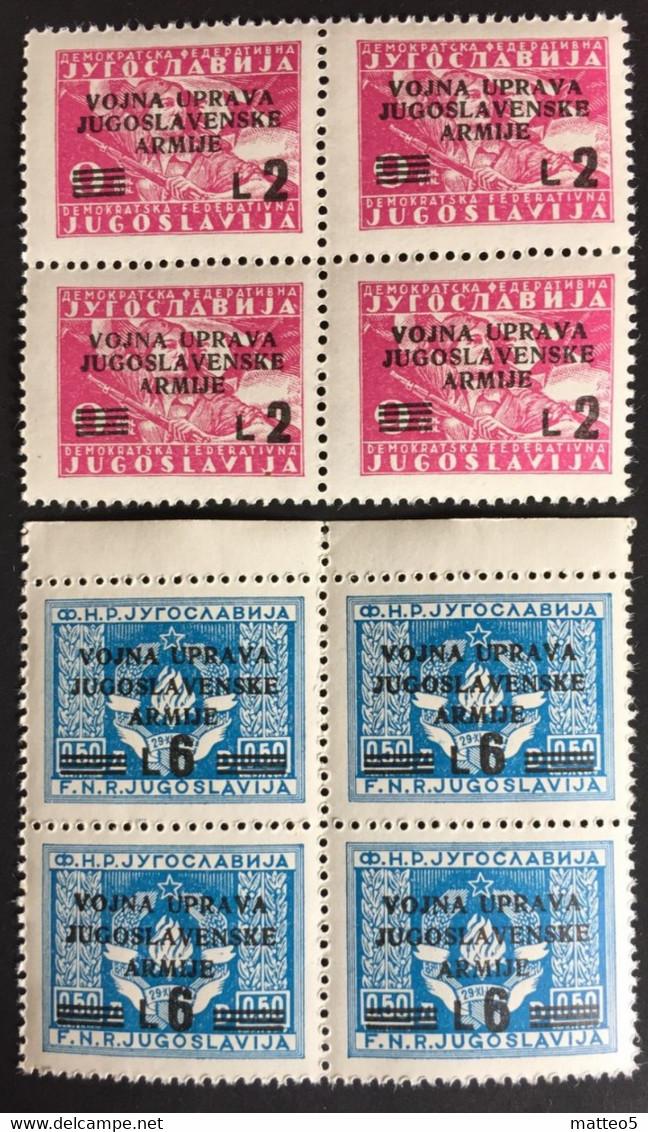 1947 - Jugoslavia - Issue For Istria And Slovene Coast Overprint " Vojna .. Armije - 4 Stamp X 2 - New - F3 - Occ. Yougoslave: Littoral Slovène