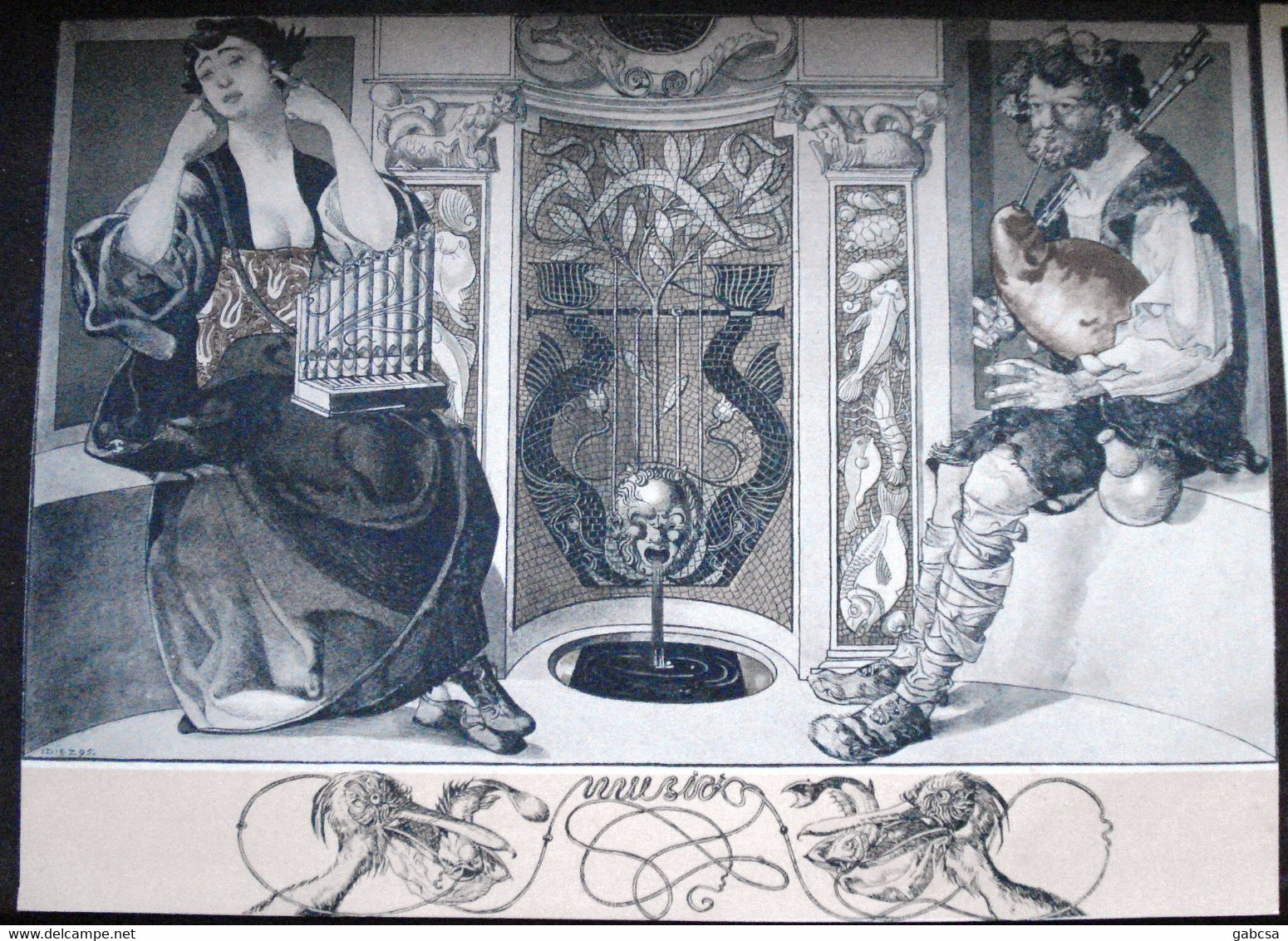 Julius Diez Art Nouveau Gerlach Allegorien Plate - Art Nouveau / Art Deco