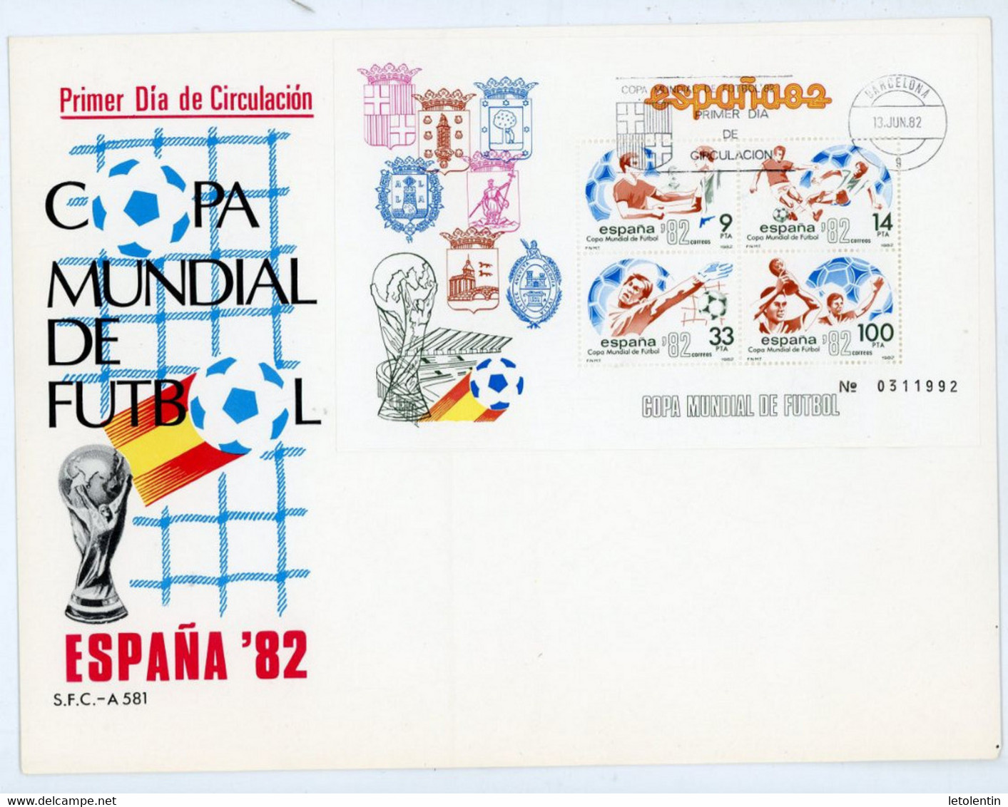 ESPAGNE - ESPANA 82 - BLOC  N° Yt 31+32 Obli. SUR ENVELOPPE - Blocs & Hojas