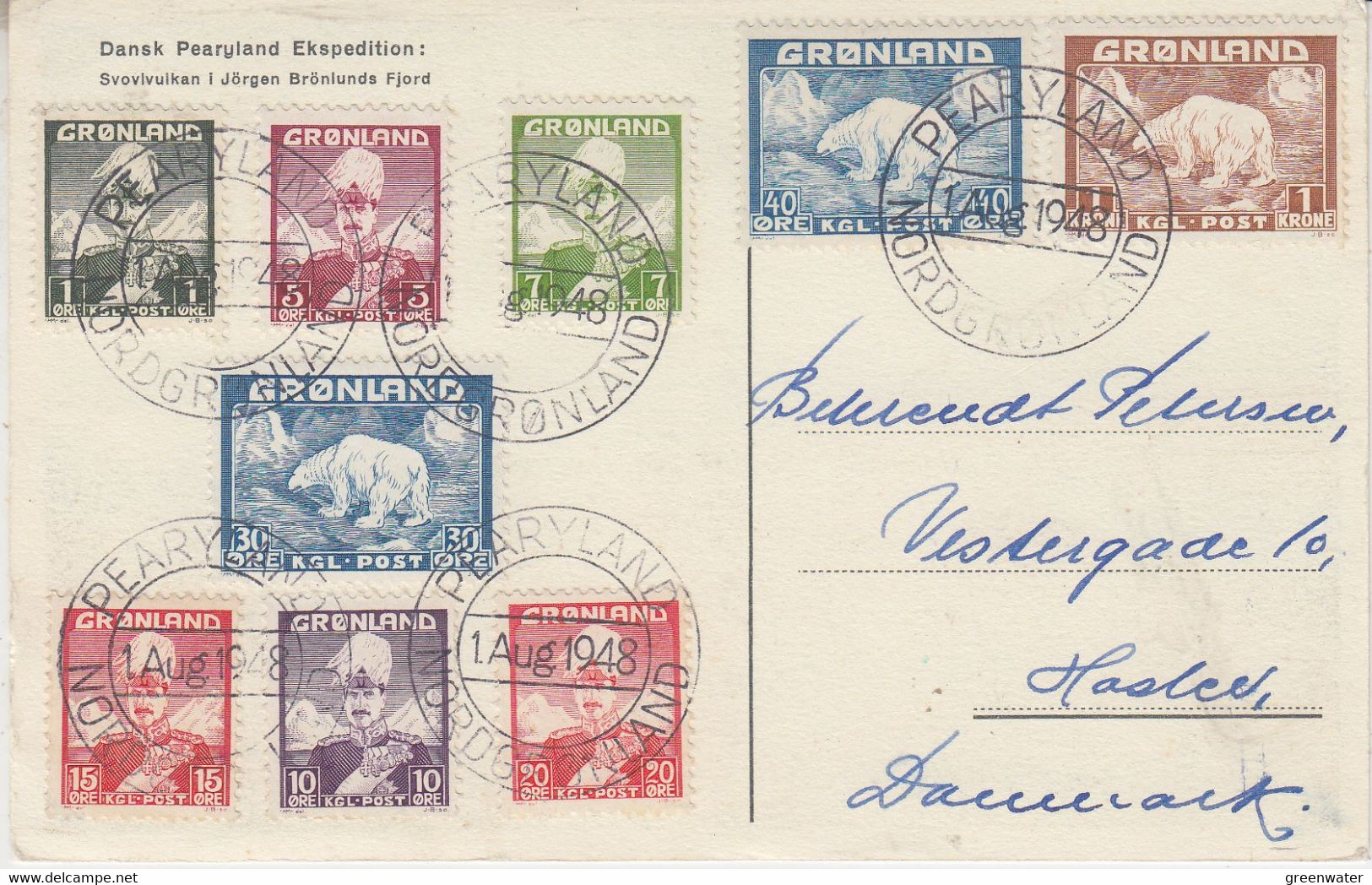 Greenland 1948 Pearyland Expedition Postcard Ca Pearyland 1 AUG 1948 (LG150) - Covers & Documents