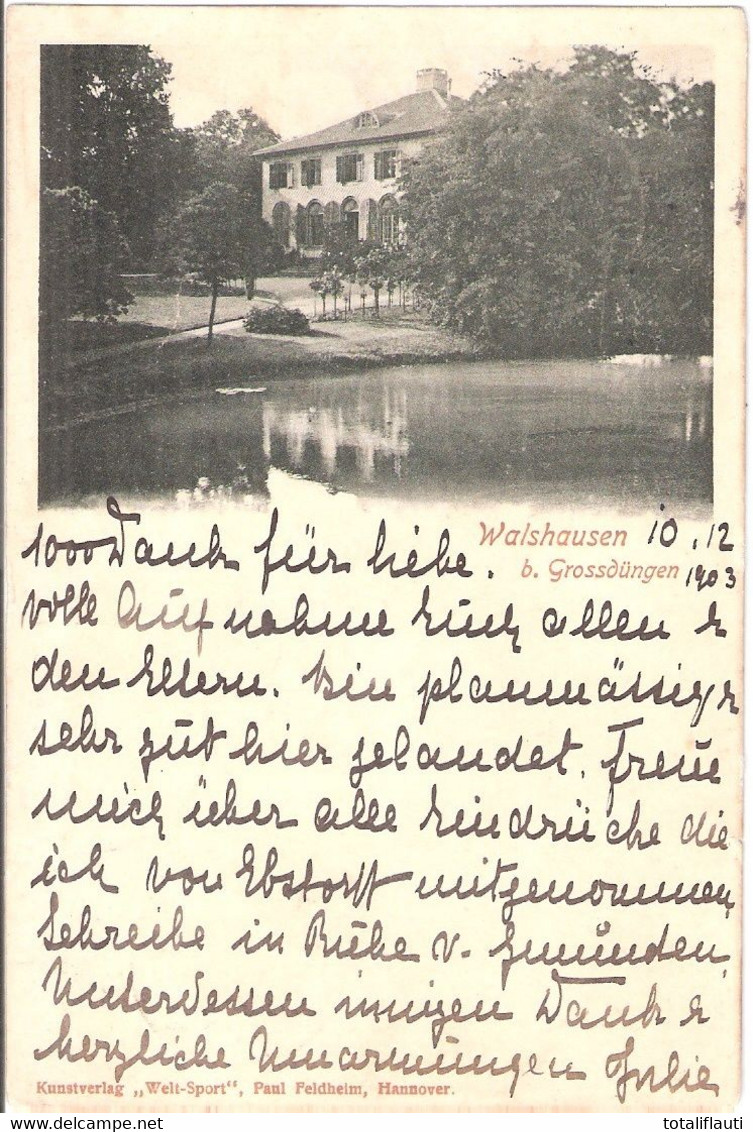 WALSHAUSEN Bei Grossdüngen Gutshaus Bad Salzdetfurth Autograf Adel Grünlich Gelaufen 10.12.1903 Nach Ebstorff B Uelzen - Bad Salzdetfurth