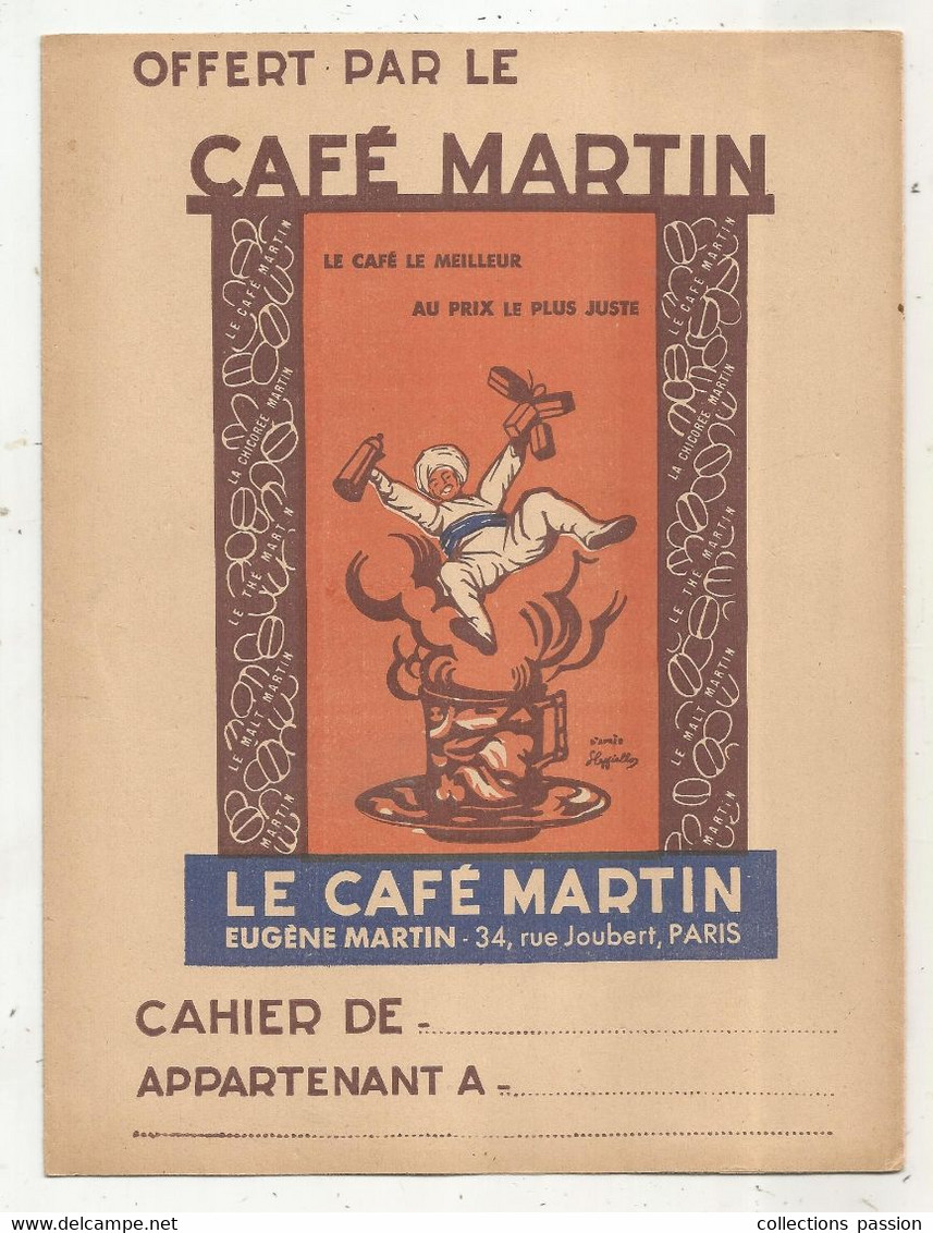 Protége Cahiers, CAFE Eugéne MARTIN , PARIS ,  Frais Fr 1.95e - Protège-cahiers