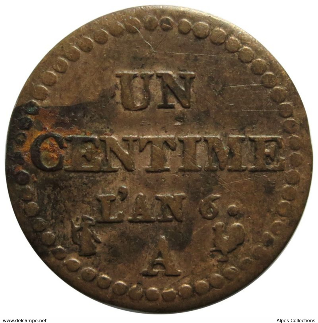 F10004.1 - FRANCE - 1 Centime Dupré - An 6 (petit) - 53/50 - 1795-1799 Direttorio