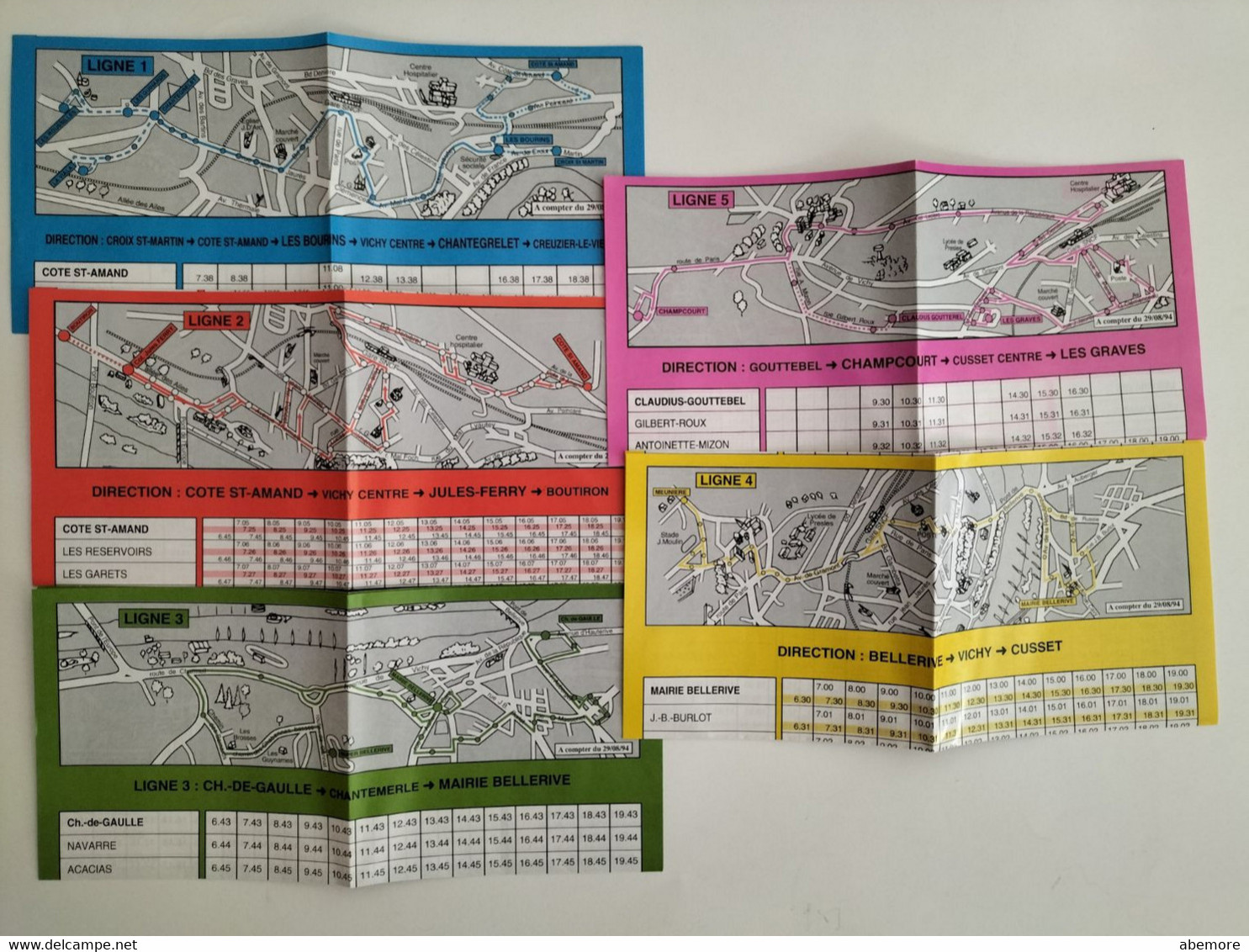 Plan-guide Et Horaires Réseau Bus Inter, Vichy, 1994 - Europe