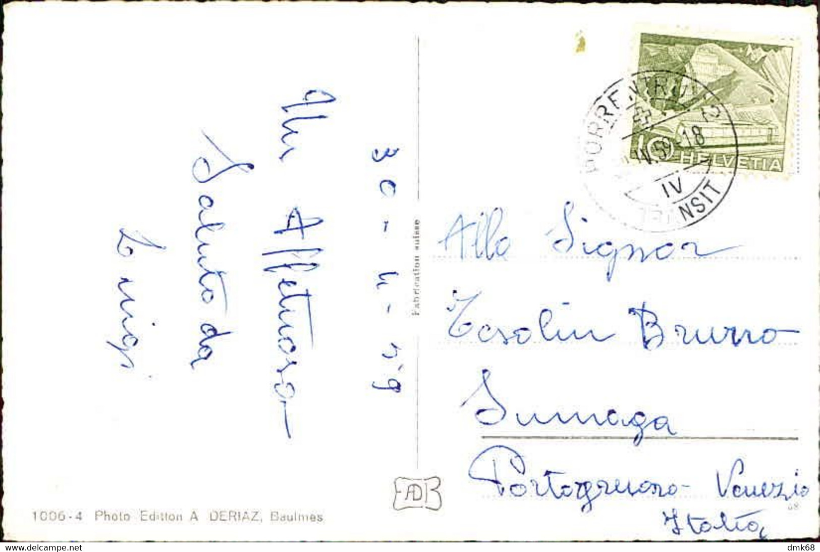 SWITZERLAND - SAINT URSANNE ( Clos Du Doubs ) - VUE AERIENNE - PHOTO A. DERIAZ. MAILED 1959 (14262) - Saint-Ursanne