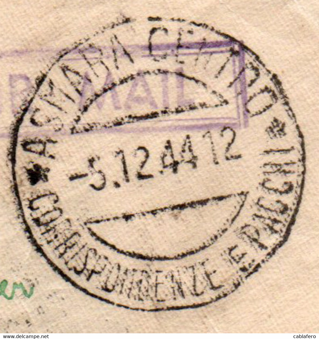 ITALIA - OCCUPAZIONI MEF - 5.12.44 - BUSTA DA ASMARA VERSO L'ITALIA - One Shilling + 1 D + 2 E 1/2 D. - British Occ. MEF