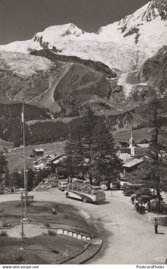 Swiss Bus At Saas-Fee Alphubel Coach Old Real Photo Postcard - Saas Im Prättigau