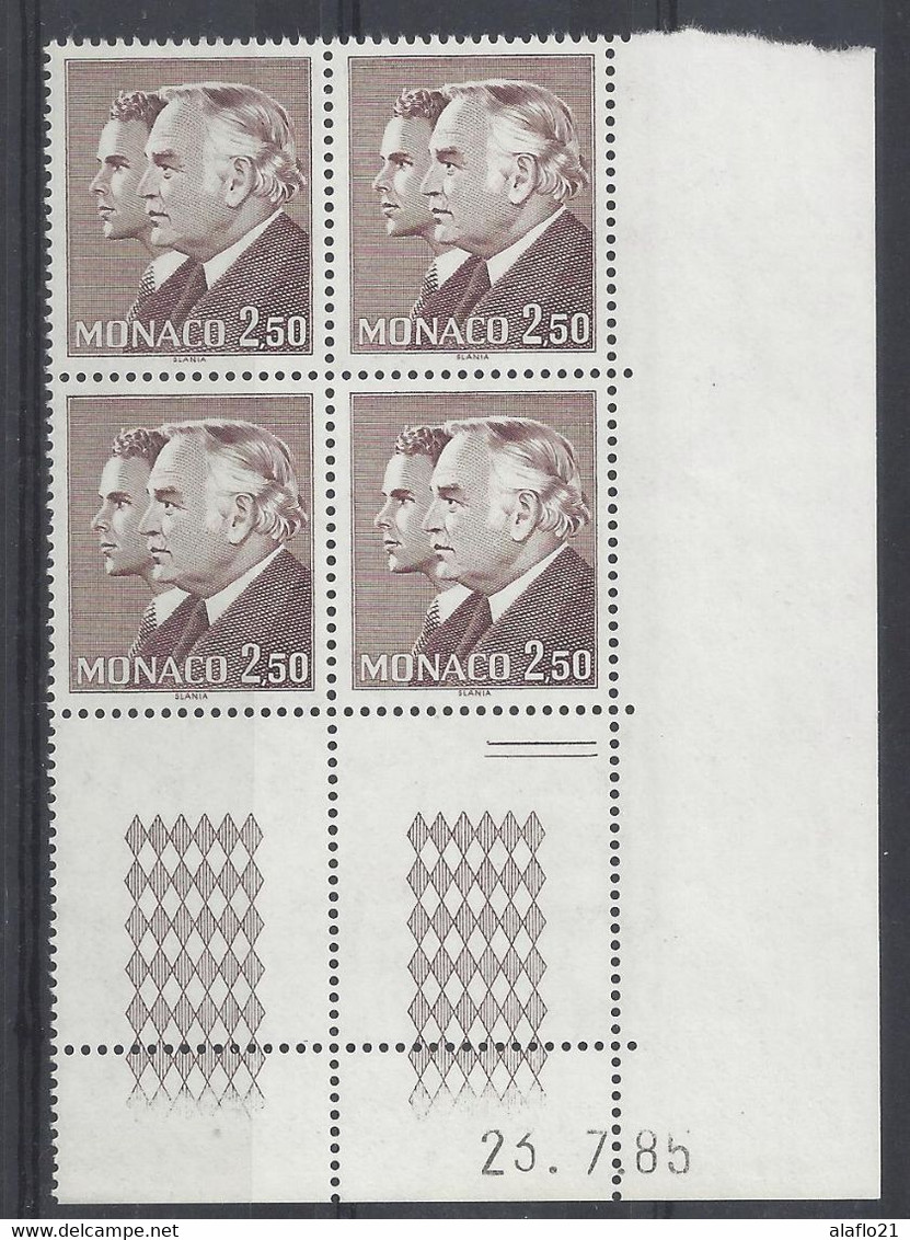 MONACO - N° 1481 - PRINCES RAINIER Et ALBERT - Bloc De 4 COIN DATE - NEUF SANS CHARNIERE - 23/7/85 - Nuevos