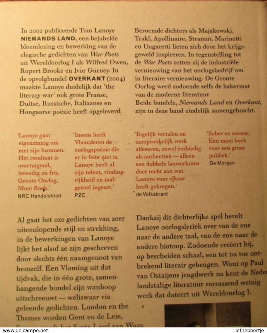 Niemandsland / Overkant - Gedichten Uit De Groote Oorlog - Door Tom Lanoye -  Eerste Wereldoorlog - 2014 - Guerre 1914-18