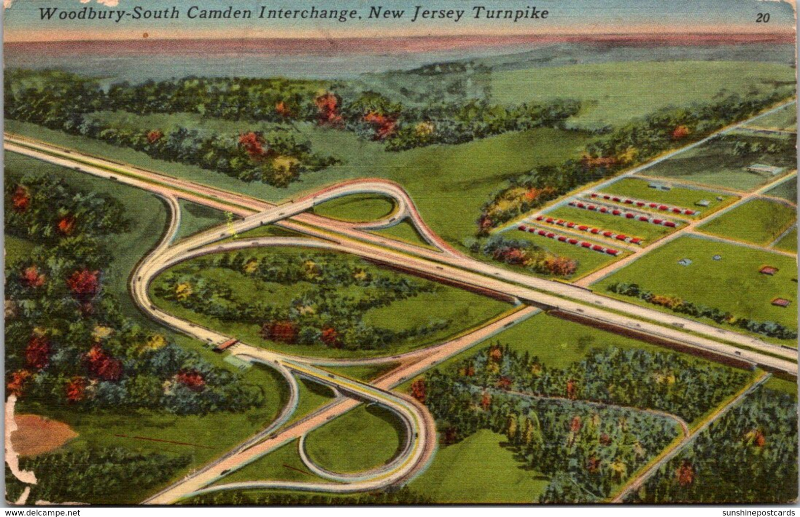 New Jersey Turnpike Aerial View Woodbury-South Camden Interchange 1951 - Camden