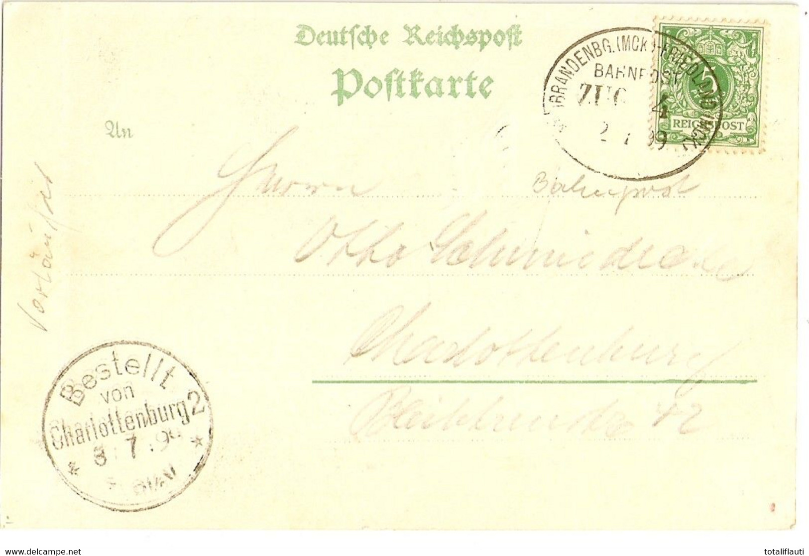 Gruss Aus FRIEDLAND Mecklenburg Wappen Der Stadt Rathaus Jugendstil BahnPost Stempel  NEUBRANDENBURG  7.7.1899 - Grimmen