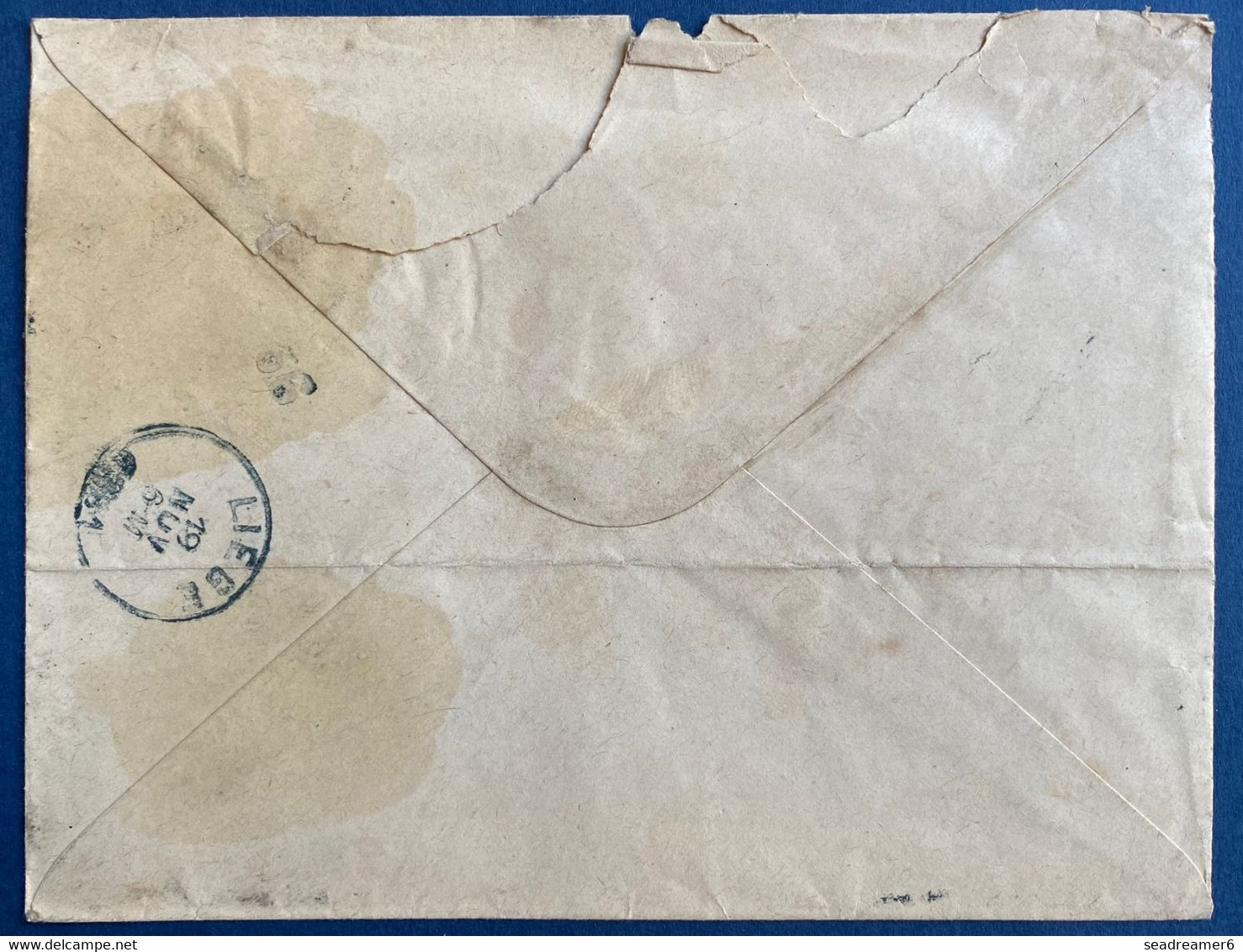 Belgique Lettre 1881 De Liège Pour En Ville Sans Timbre Donc Taxée N°2 20c Outremer Dateur Bleu LIèg TTB - Cartas & Documentos