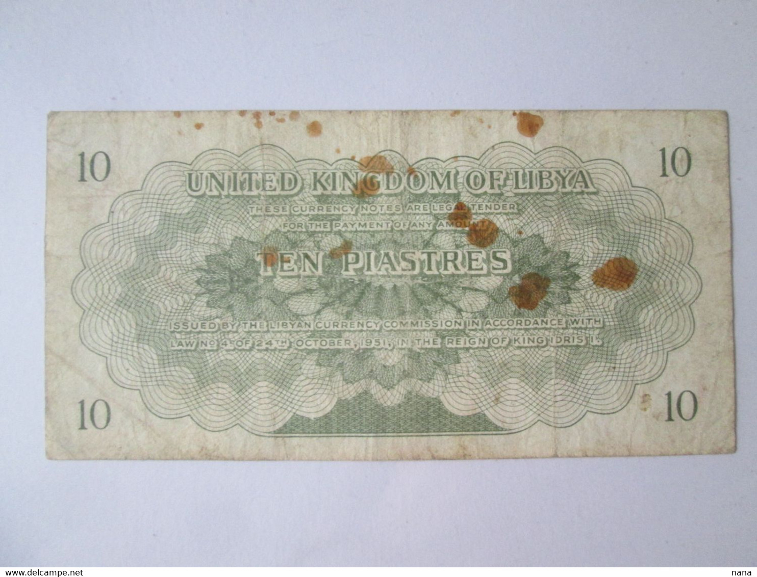 Libya 10 Piastres 1951 Banknote,see Pictures - Libya