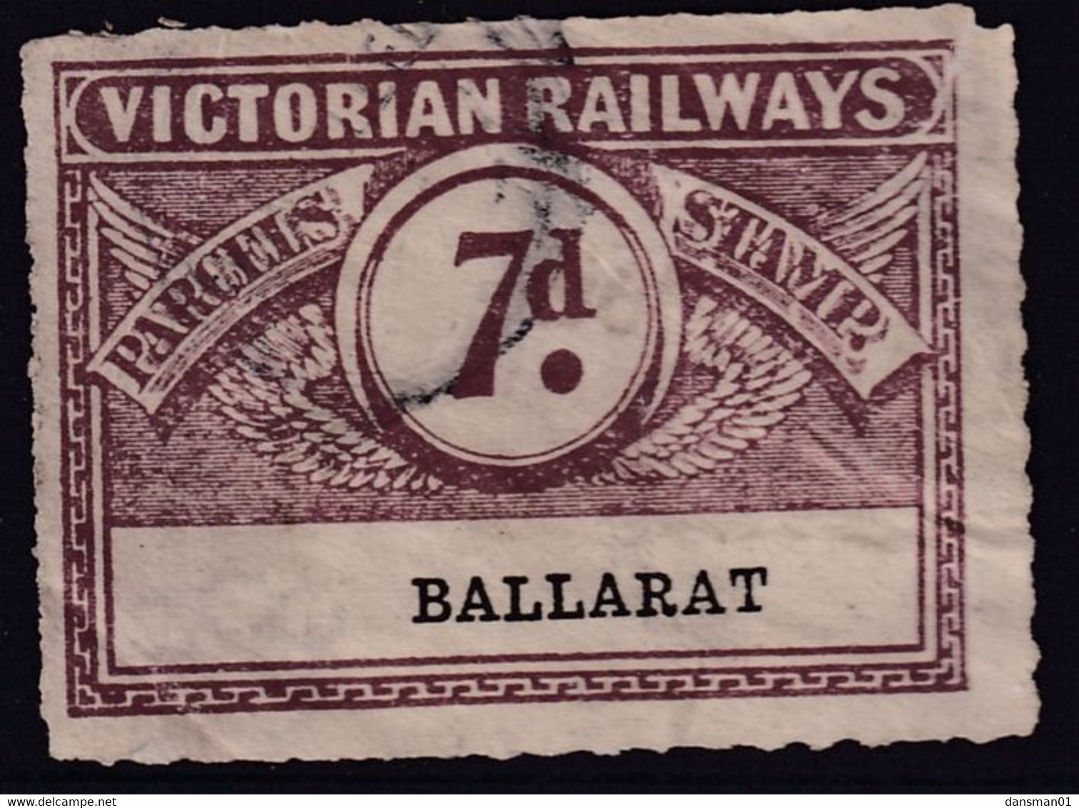 Victoria 1917 Railway Parcel Stamp 7d BALLARAT - Altri & Non Classificati