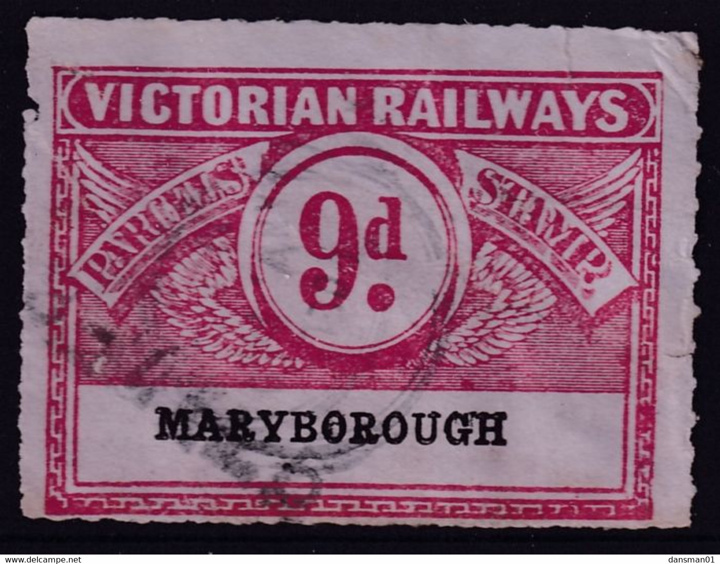 Victoria 1917 Railway Parcel Stamp 9d MARYBOROUGH - Altri & Non Classificati