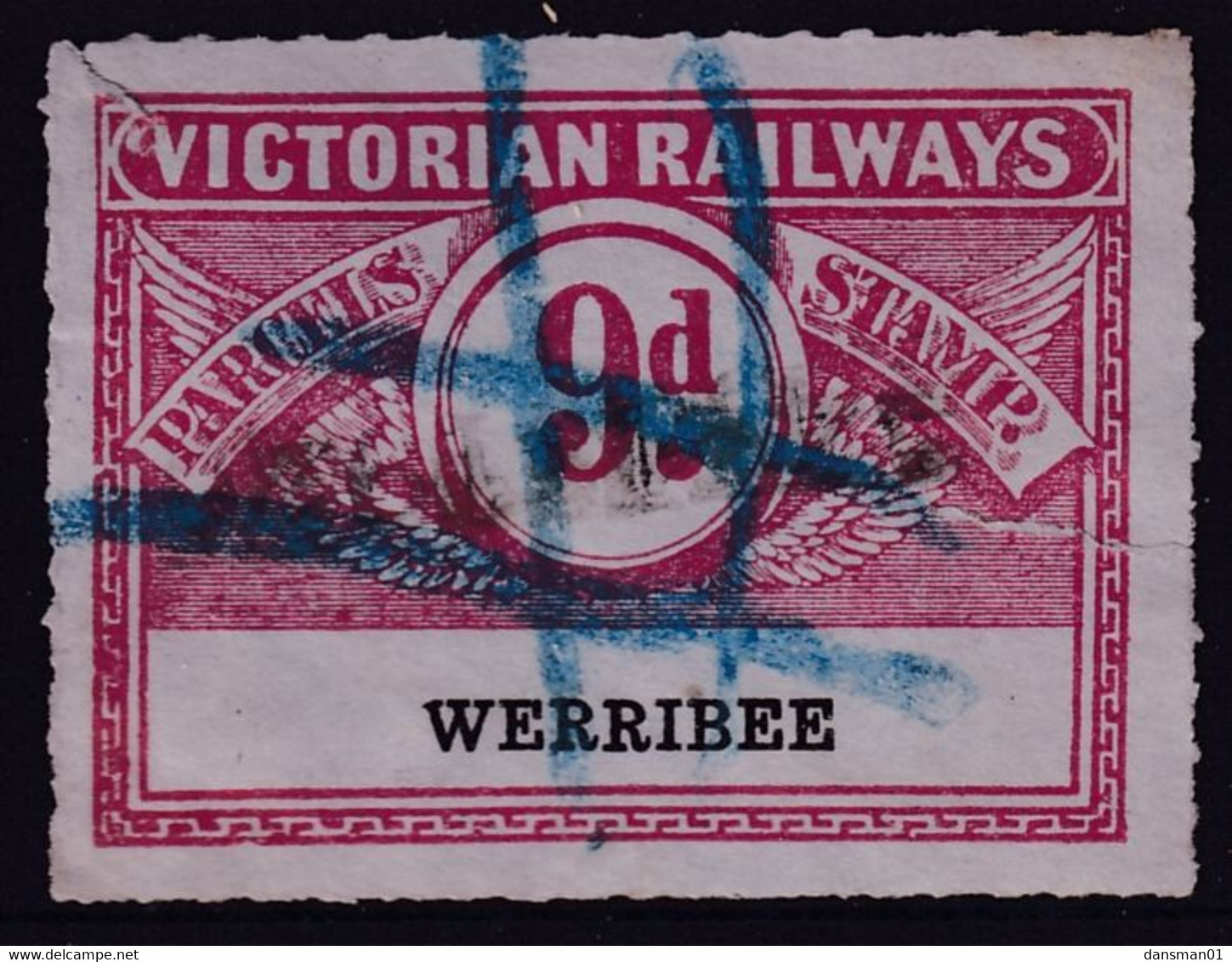 Victoria 1917 Railway Parcel Stamp 9d WERRIBEE - Altri & Non Classificati