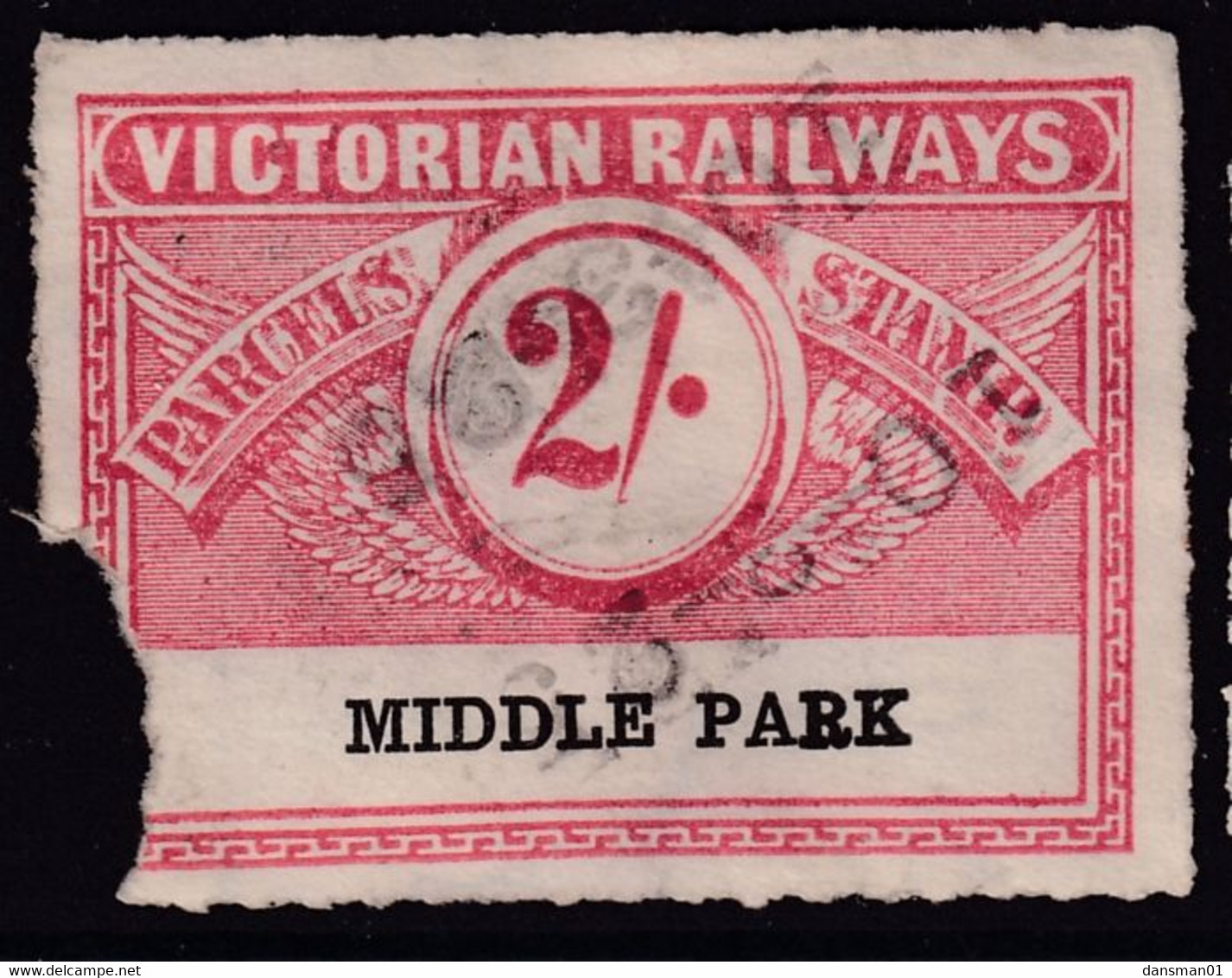 Victoria 1917 Railway Parcel Stamp 2/- MIDDLE PARK - Sonstige & Ohne Zuordnung