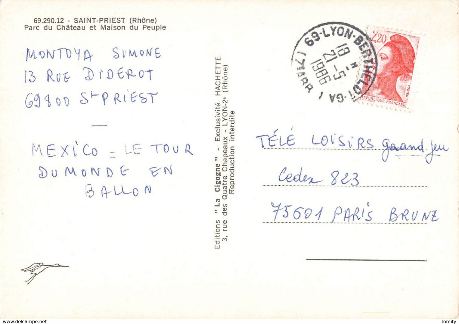 69 Saint Priest Parc Du Chateau Et Maison Du Peuple CPM Cachet 1986 - Saint Priest