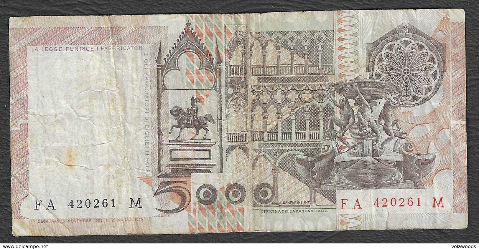 Italia - Banconota Circolata Da 5000 Lire "Antonello Da Messina" P-105b.2 - 1982 #19 - 5000 Liras