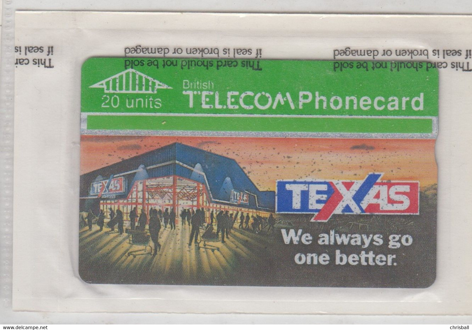 BT Texas Phonecard - Mint Wrapped - BT Advertising Issues