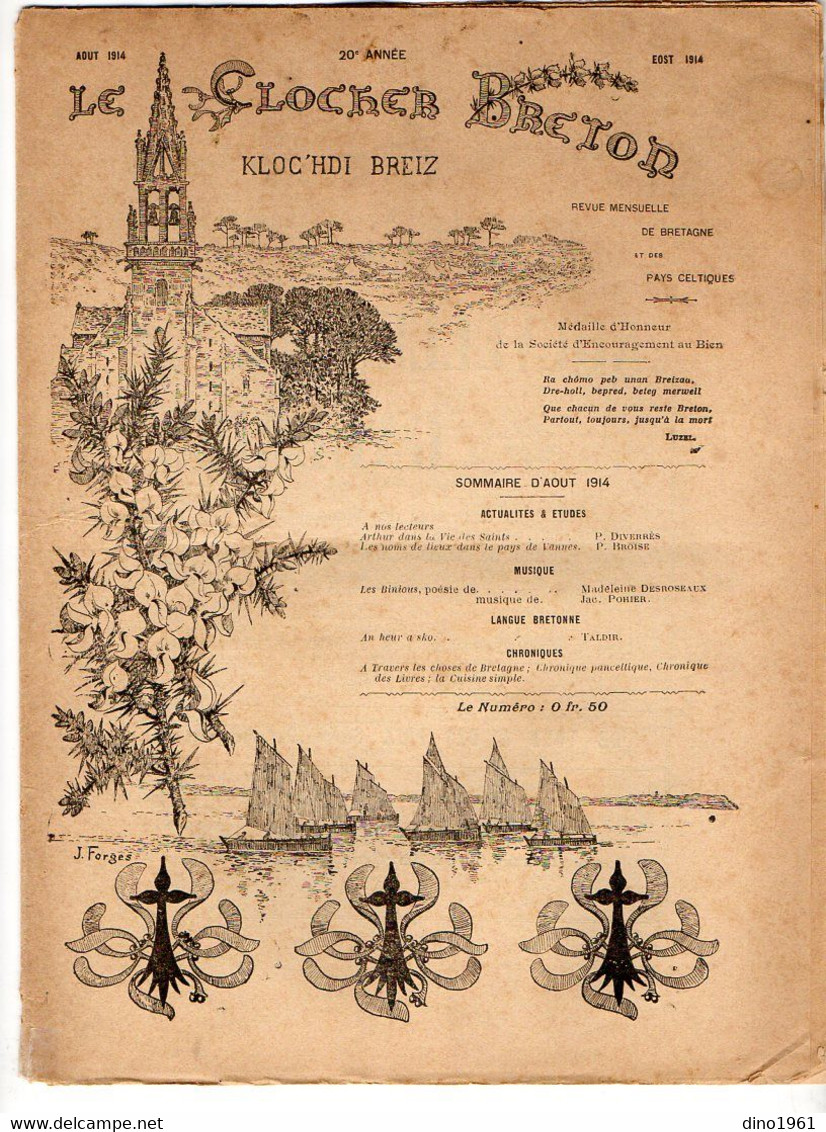 VP20.333 - LORIENT 1914 - Revue Mensuelle De Bretagne - Le Clocher Breton / Kloc'hdi Breiz - 1900 - 1949