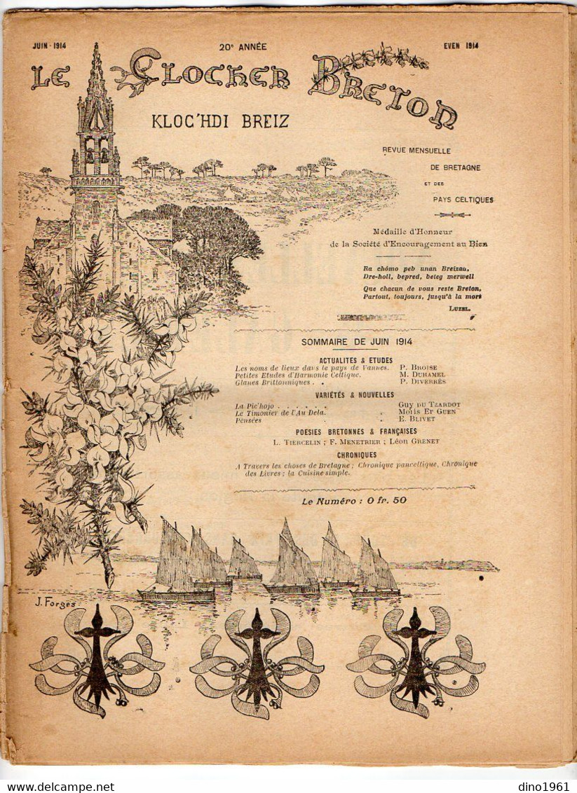 VP20.335 - LORIENT 1914 - Revue Mensuelle De Bretagne - Le Clocher Breton / Kloc'hdi Breiz - 1900 - 1949