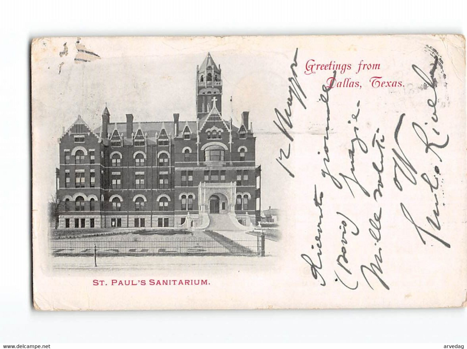 X274 USA GREETINGS FROM DALLAS TEXAS ST. PAUL'S SANITARIUM - Dallas