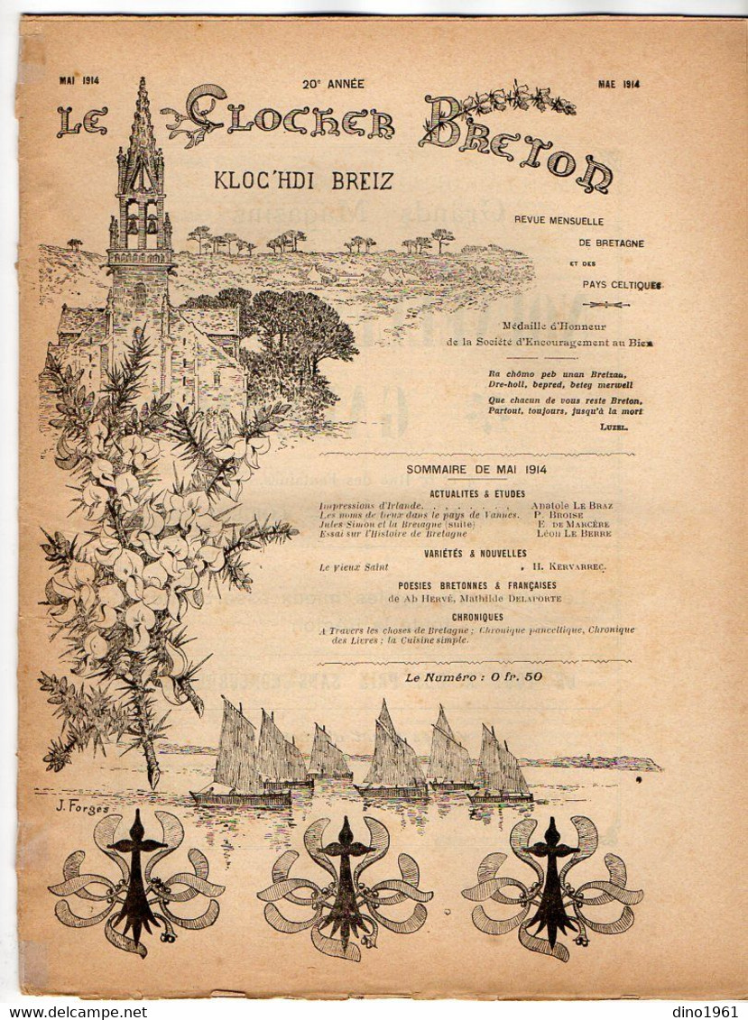 VP20.336 - LORIENT 1914 - Revue Mensuelle De Bretagne - Le Clocher Breton / Kloc'hdi Breiz - 1900 - 1949