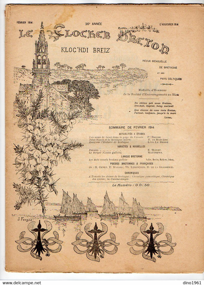 VP20.339 - LORIENT 1914 - Revue Mensuelle De Bretagne - Le Clocher Breton / Kloc'hdi Breiz - 1900 - 1949