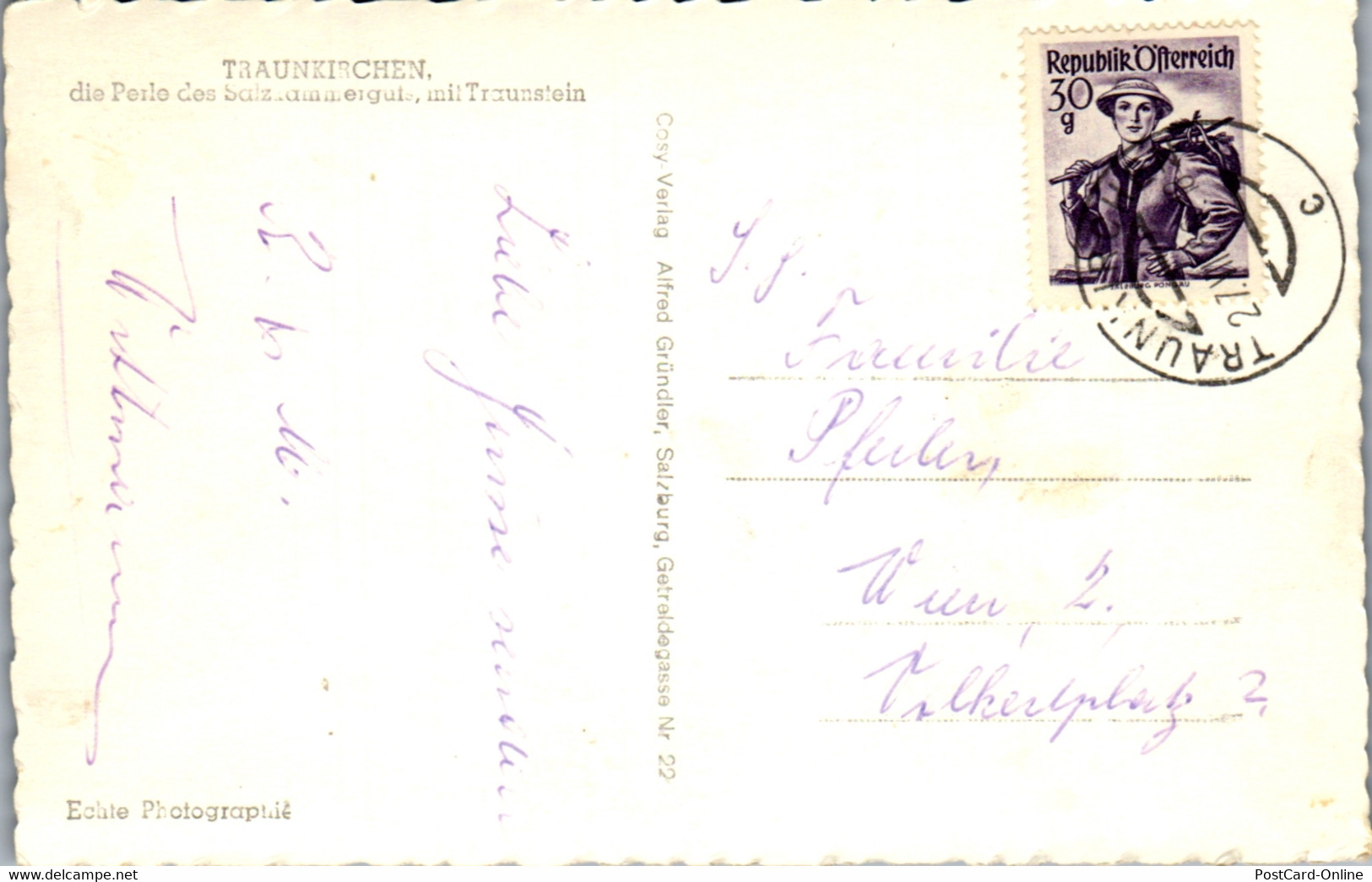 36768 - Oberösterreich - Traunkirchen Mit Traunstein - Gelaufen 1956 - Traun