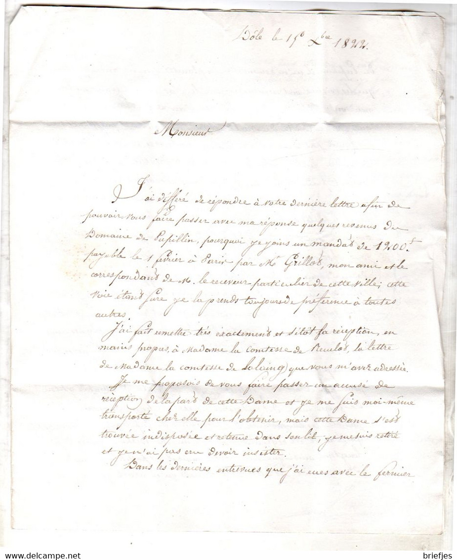 1822 R5 RED Dôle Vandevelle To Stevenz Maldeghem Bruxelles Rue D'Accolay 926 & RED CANCEL (EO1-130) - 1815-1830 (Periodo Holandes)