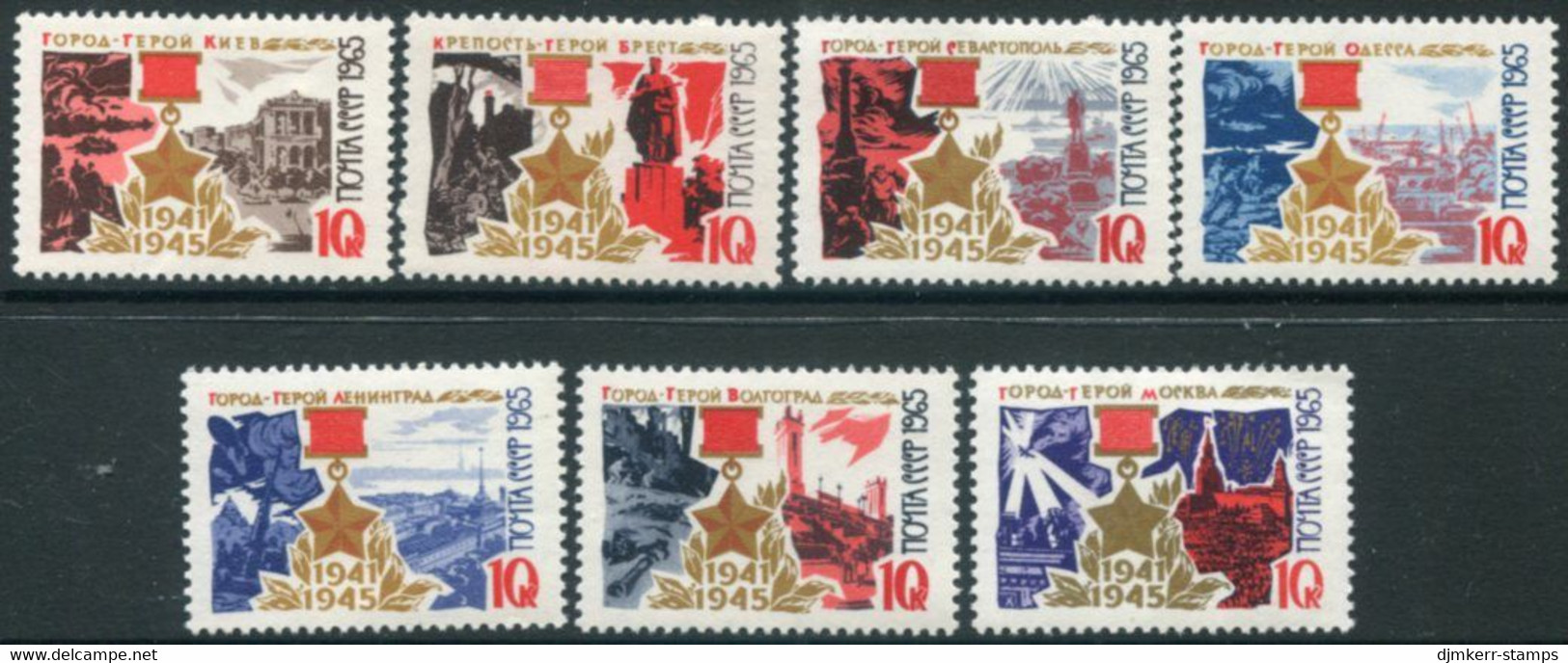 SOVIET UNION 1965 Heroic Cities MNH / **  Michel 3154-60 - Unused Stamps