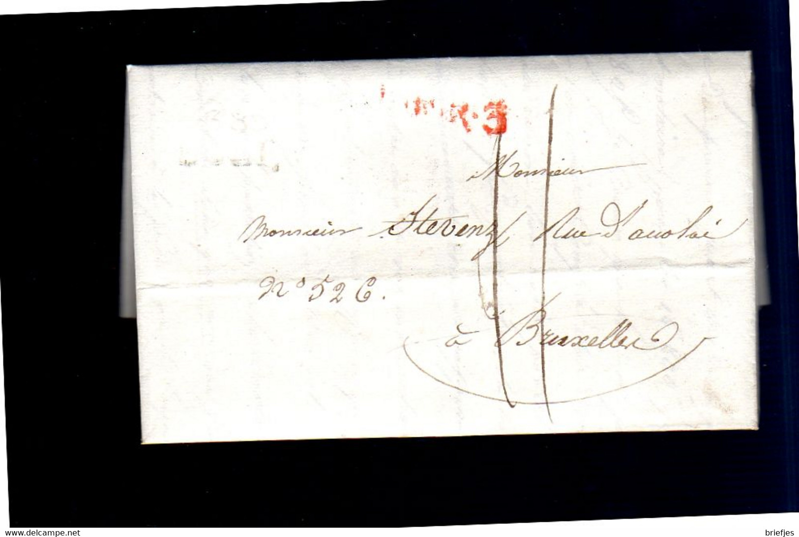 1824 38 Dôle Vandevelle To Stevenz Maldeghem Bruxelles Rue D'Accolay 526 & RED CANCEL (EO1-132) - 1815-1830 (Periodo Holandes)