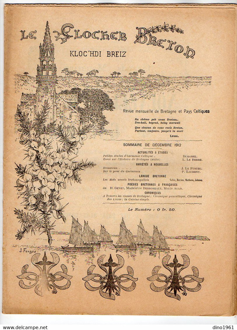 VP20.341 - LORIENT 1912 - Revue Mensuelle De Bretagne - Le Clocher Breton / Kloc'hdi Breiz - 1900 - 1949