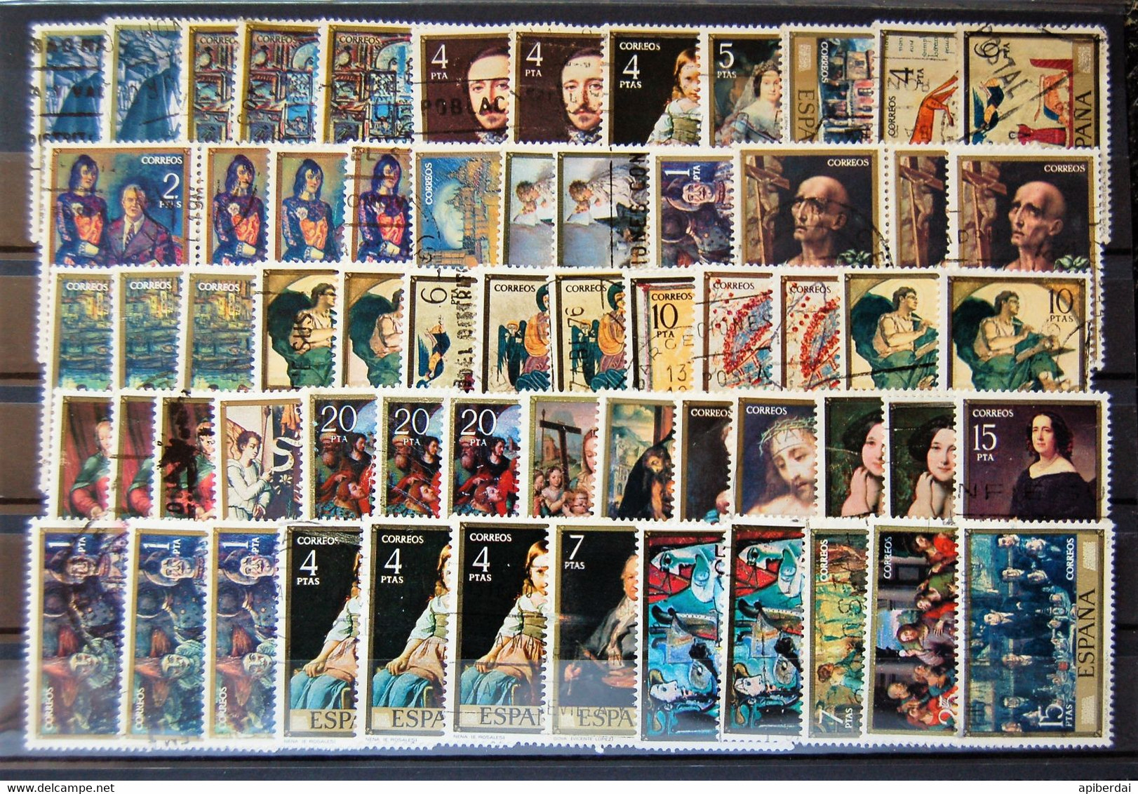 Espagne Spain - Accumulation Of 190 Stamps ( 3 Classification Cards )  "paintings"  Oblitérés - Colecciones