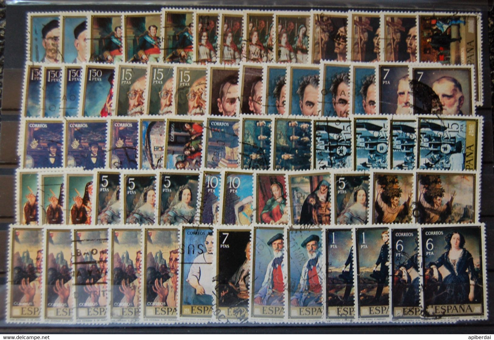 Espagne Spain - Accumulation Of 190 Stamps ( 3 Classification Cards )  "paintings"  Oblitérés - Verzamelingen