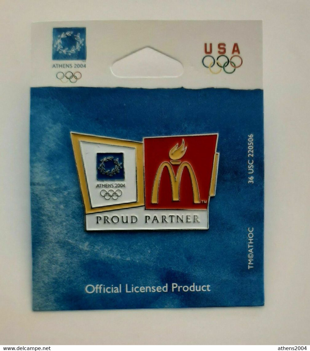 Athens 2004 Olympic Games - McDonalds Logo Pin, With Backing Card - Jeux Olympiques