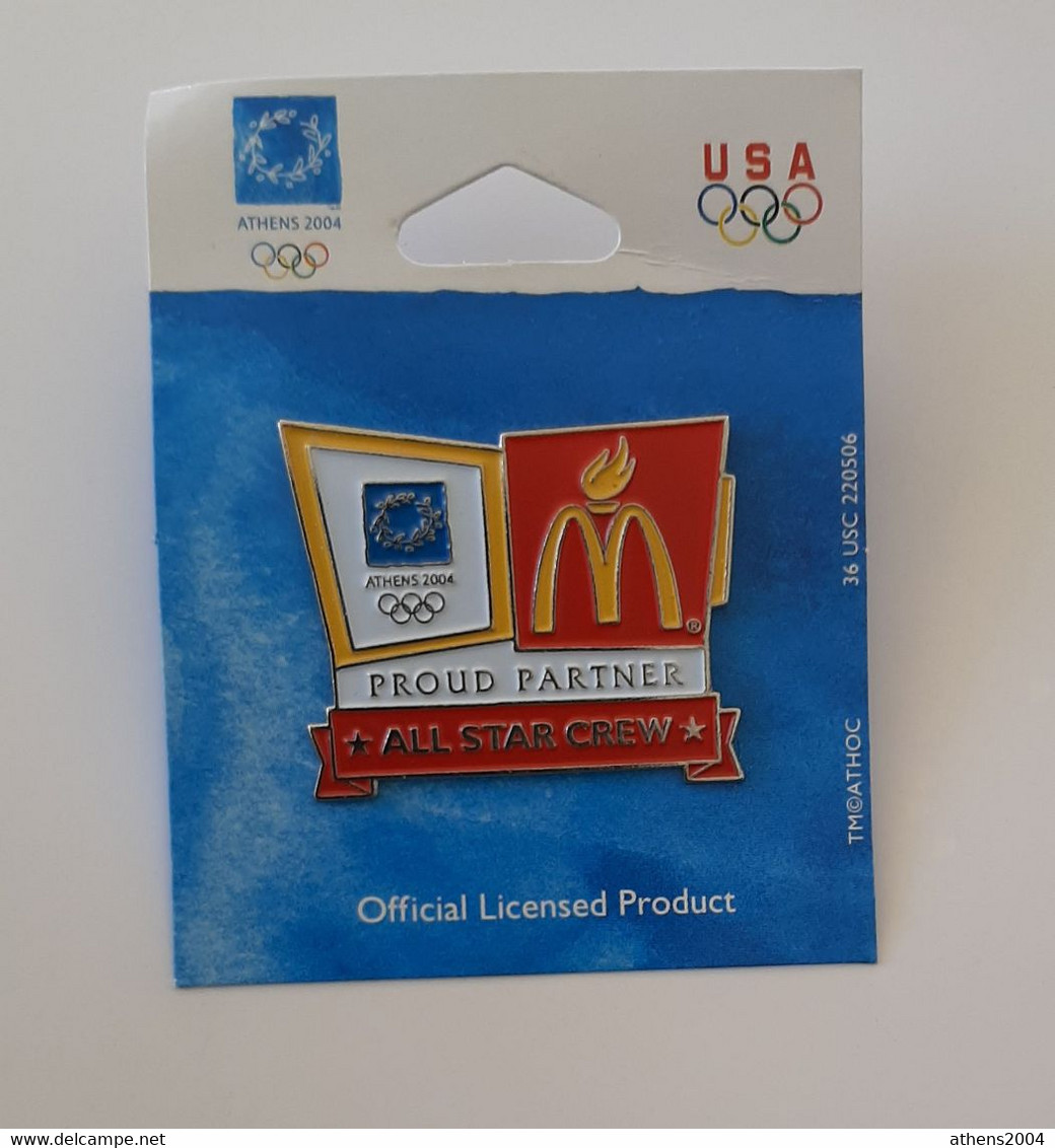 Athens 2004 Olympic Games - McDonalds Logo Pin, With Backing Card - Jeux Olympiques