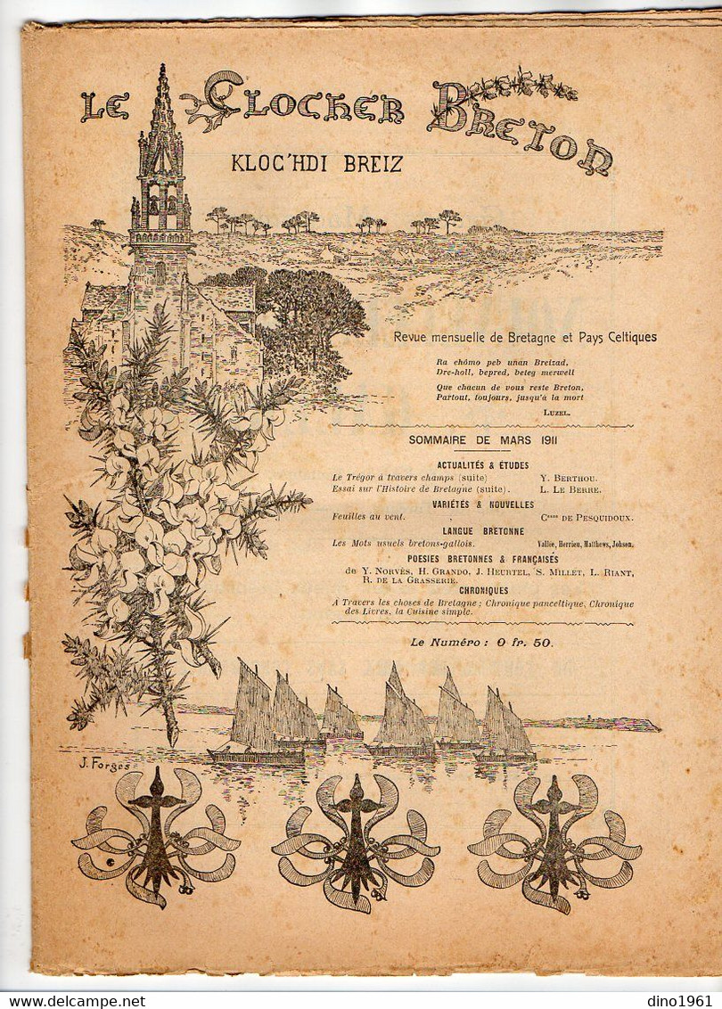 VP20.342 - LORIENT 1911 - Revue Mensuelle De Bretagne - Le Clocher Breton / Kloc'hdi Breiz - 1900 - 1949