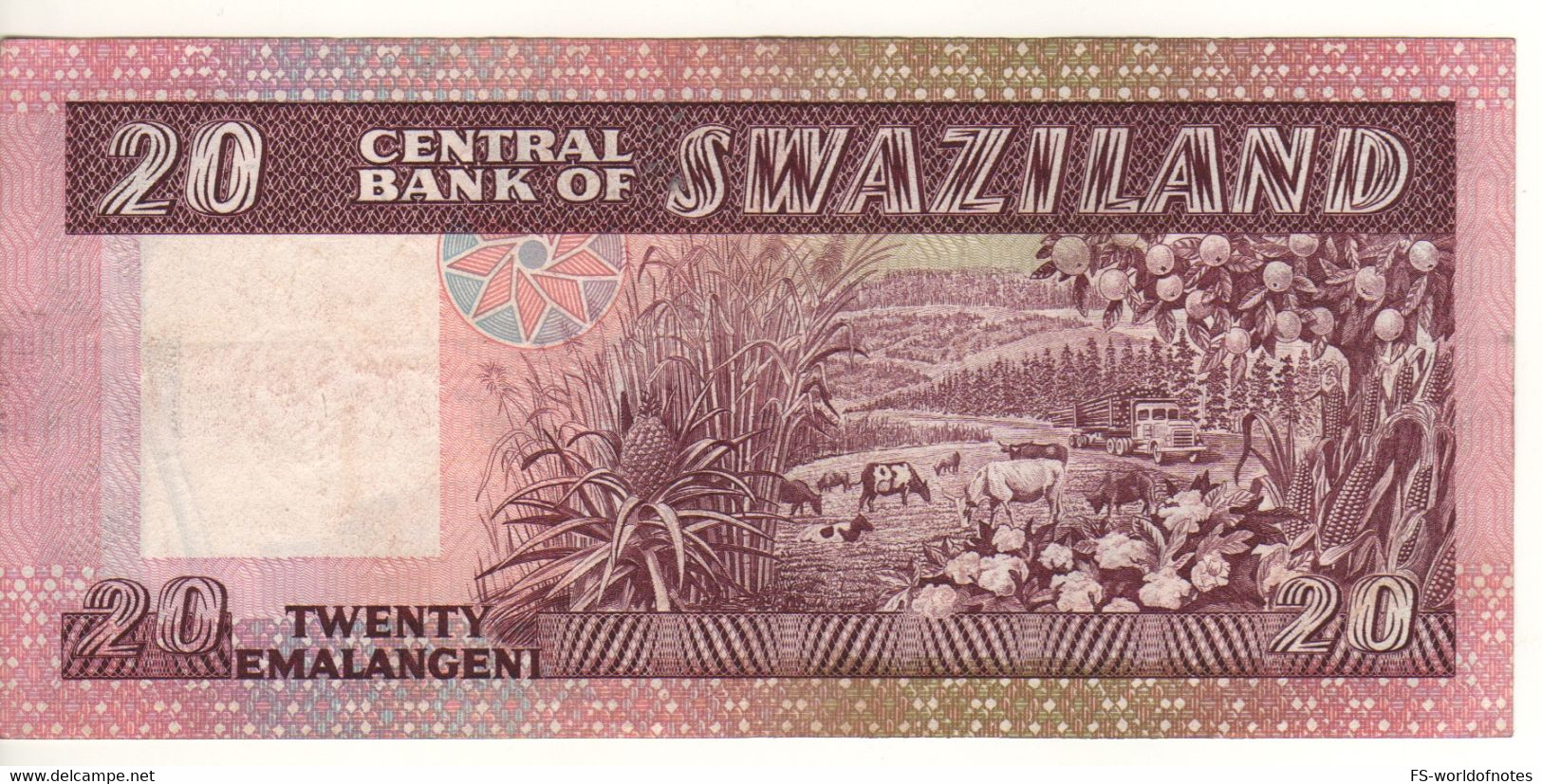 SWAZILAND 20  Emalangeni  P11b ( ND  1985  King Sobhuza I - Farm At Back ) - Swasiland