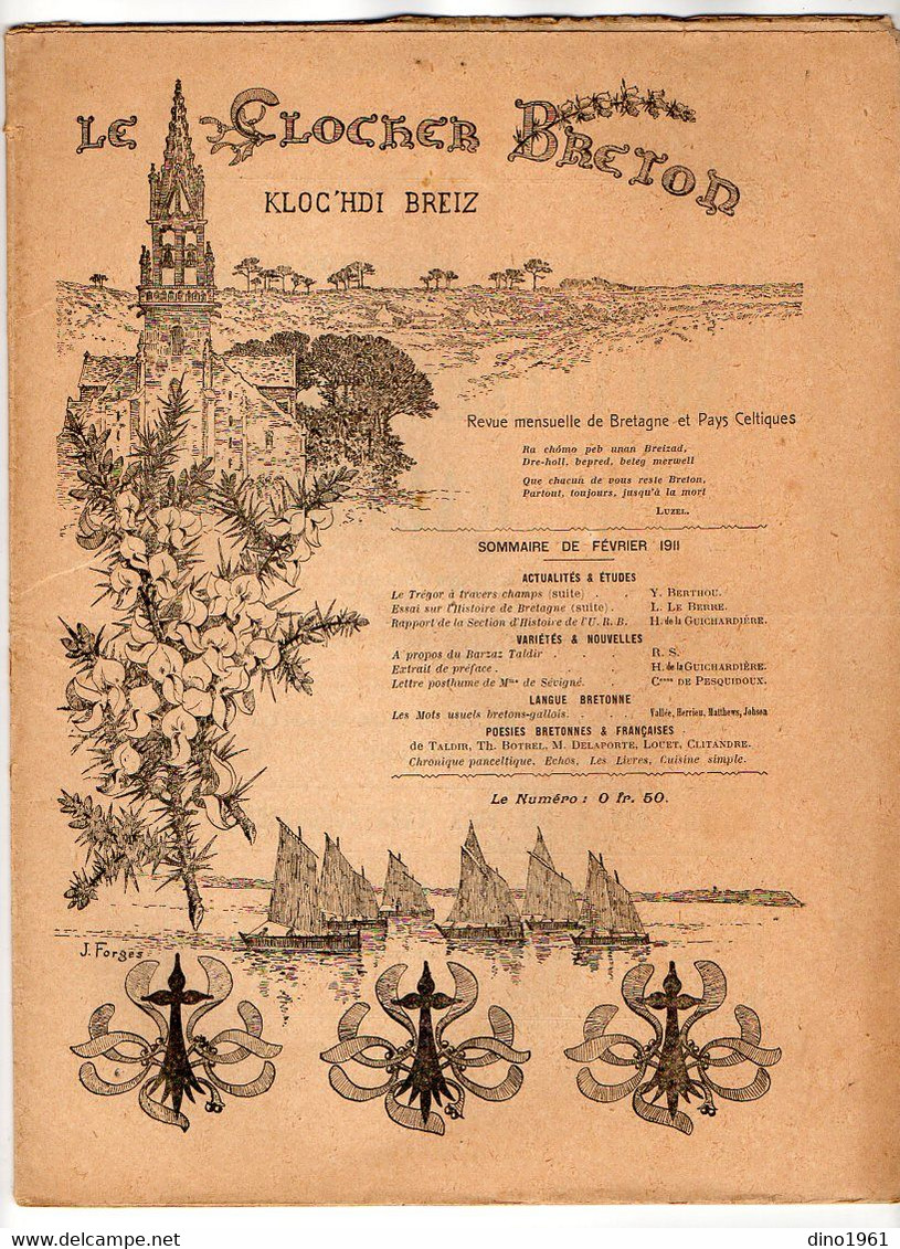 VP20.343 - LORIENT 1911 - Revue Mensuelle De Bretagne - Le Clocher Breton / Kloc'hdi Breiz - 1900 - 1949