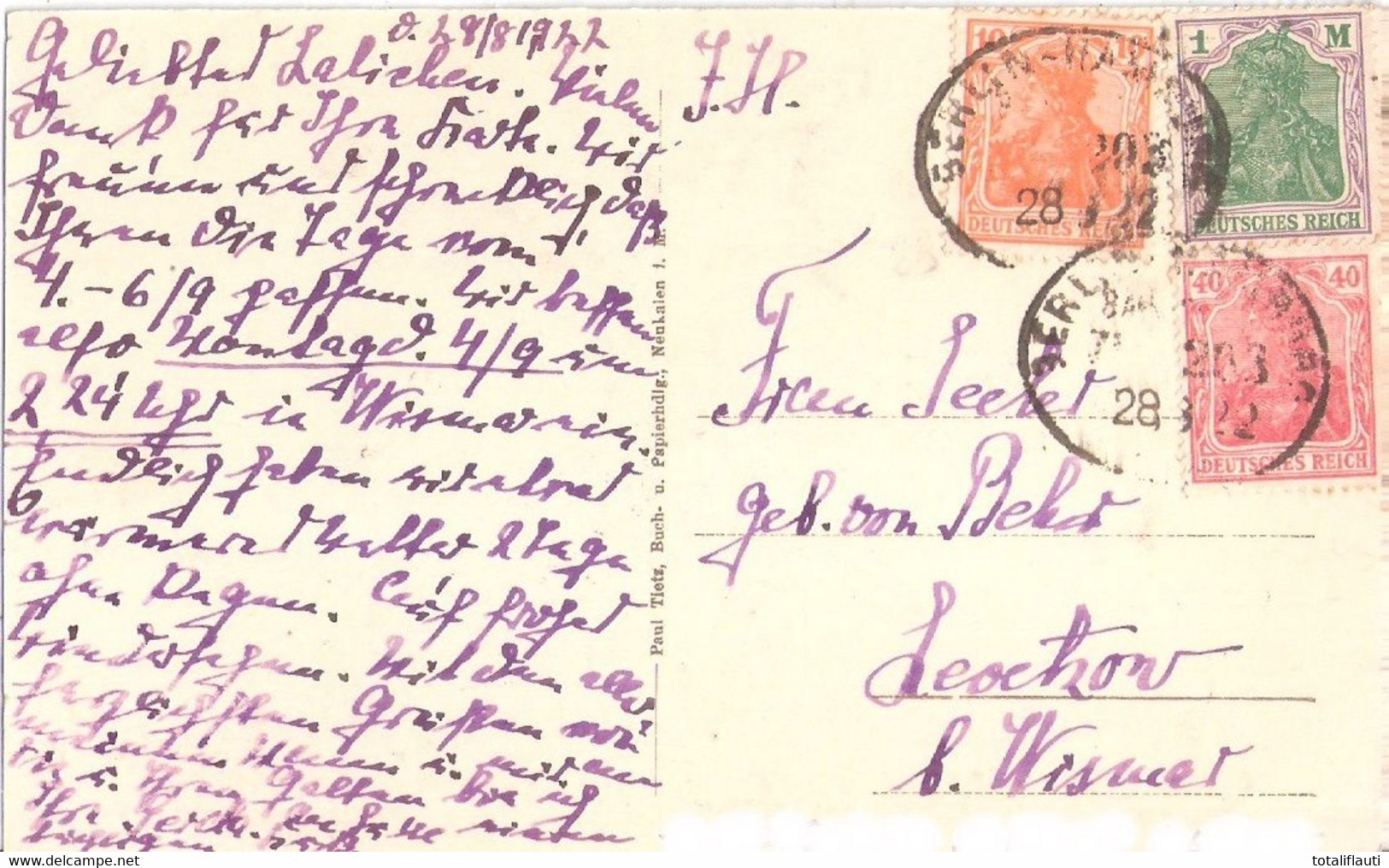Herrenhaus WERLE Bei Prislich Nahe Grabow Autograf Adel Bahnpost 28.8.1922 Gelaufen Fast TOP-Erhaltung - Ludwigslust
